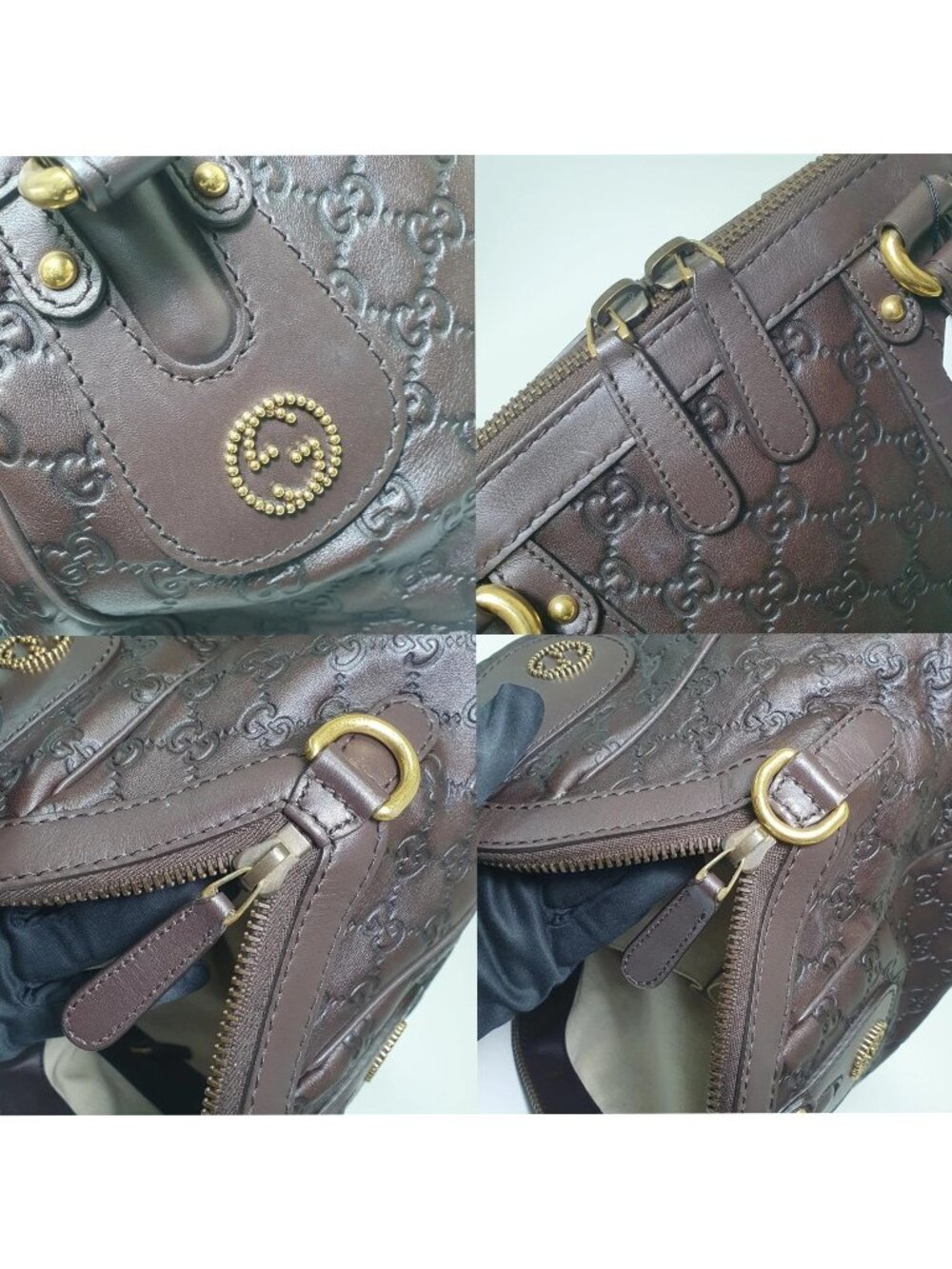 Authentic Gucci Guccissima Leather Boston Bag Brown GG Monogram Satchel Luxury - Picture 5 of 11